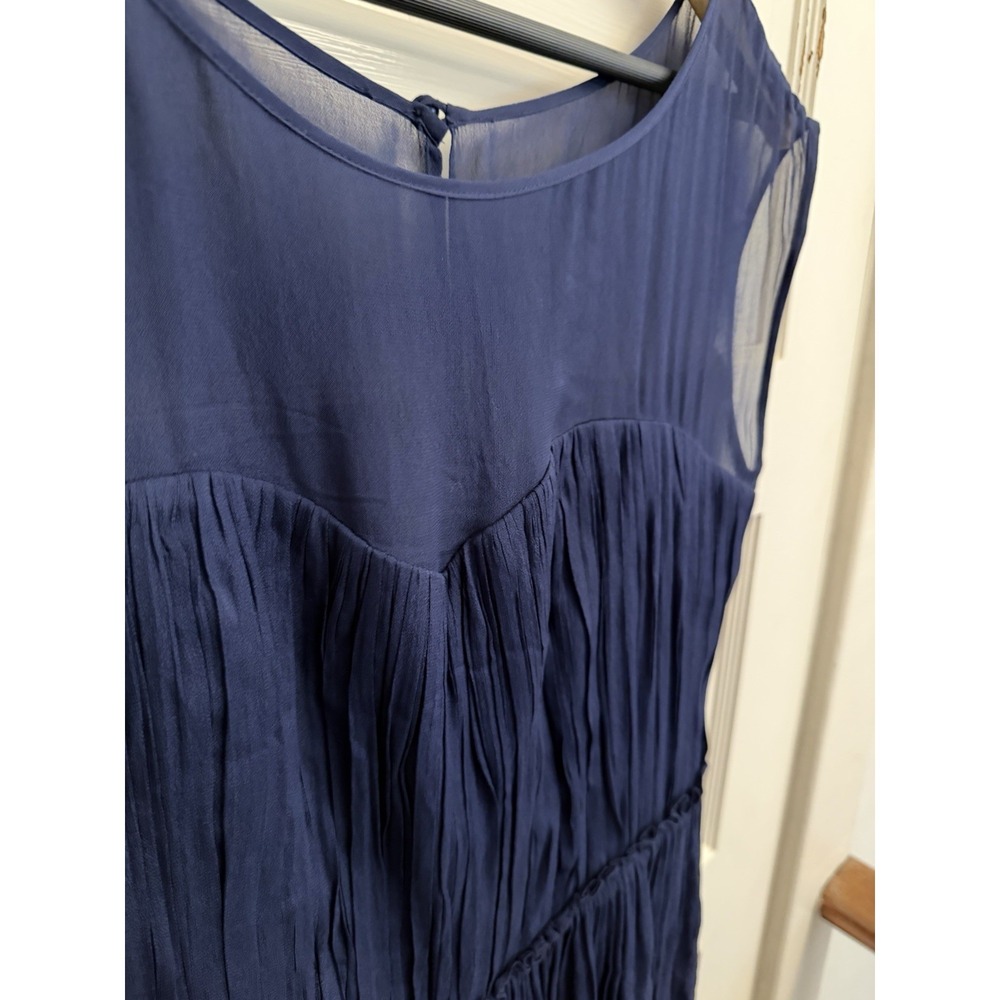 Boden Women's Navy Chiffon Illusion Neckline Cocktail Dress Sleeveless Size 8L - Picture 2 of 6